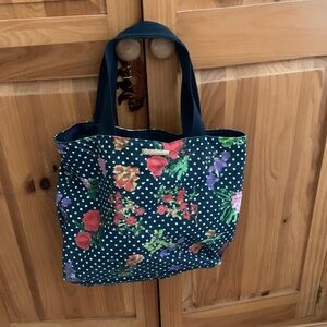Oscar de la Renta Navy Floral Tote